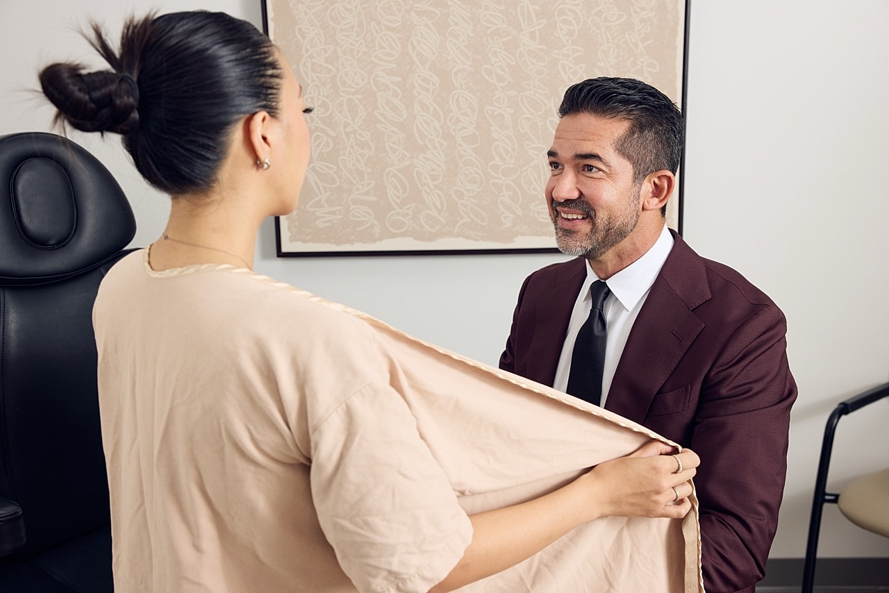 Consultation in a medical office setting.