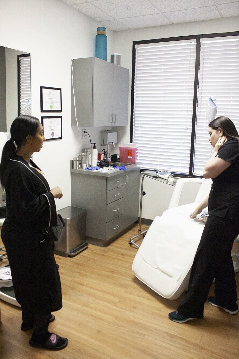 Client consultation in a skincare treatment room
